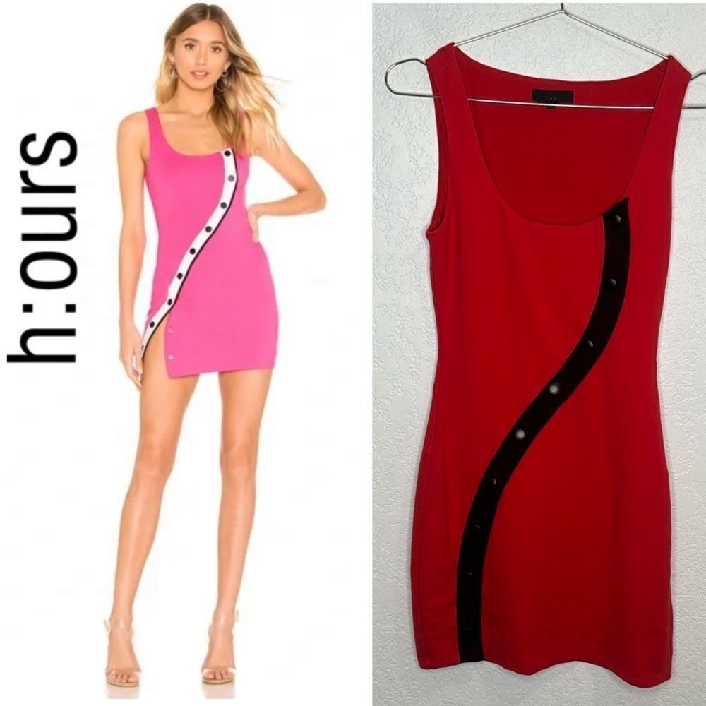 New H:ours Marquee Dress in RED & Black Revolve Small